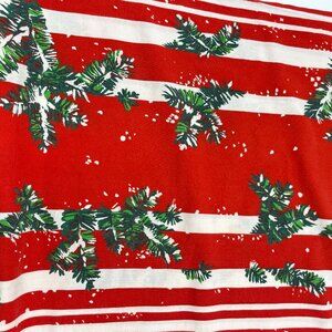 Vintage Christmas Tablecloth Pine Tree Snow Red White Stripes Holiday Home Decor